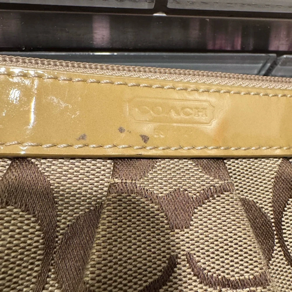 Coach Signature Camel/Tan Canvas Wristlet